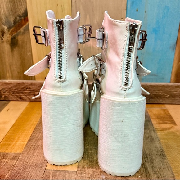 Demonia Swing-105 White Platform Buckle Boots – Women’s Size 10​ - Picture 6 of 10